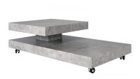 Couchtisch TORONTO Beton-Optik 2 Ablagen drehbar rollbar