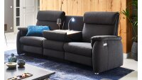 Trapezsofa FABIO Stoff anthrazit teilmotorisch Tisch USB...