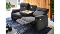 Trapezsofa FABIO Stoff anthrazit teilmotorisch Tisch USB...