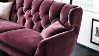 Sofa SIXTY 3-Sitzer Bezug Velour Stoff purple Gestell Chrom 225 cm