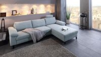 Ecksofa INTERMEZZO Eckgarnitur Stoff hellgrau blau Federkern 264x182