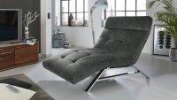 Relaxliege RIVIERA in Velour Stoff grau motorisch verstellbar 120cm