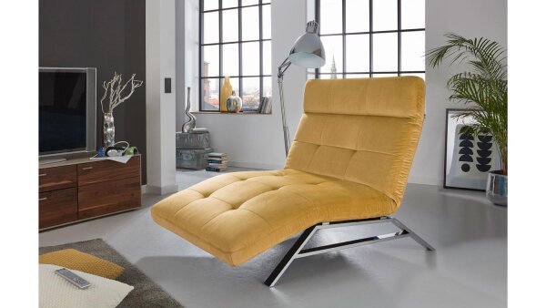 Relaxliege RIVIERA in Velvet Stoff gold motorisch verstellbar 120 cm