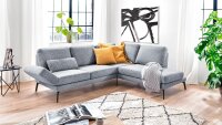 Ecksofa TIZIAN Wohnlandschaft Stoff blau-grau 255x207