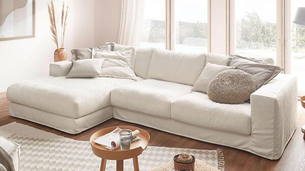 Ecksofa ALTEAS Wohnlandschaft Hussensofa in creme weiß