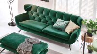 Sofa 3-Sitzer SIXTY Couch in Velour Stoff smaragd 225 cm