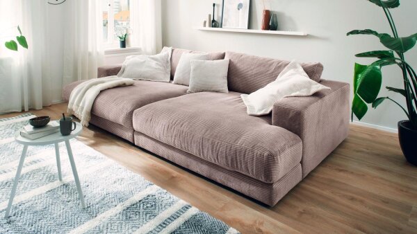 Bigsofa SEVENTIES Megasofa Sofa Cord Stoff rosa 290x170