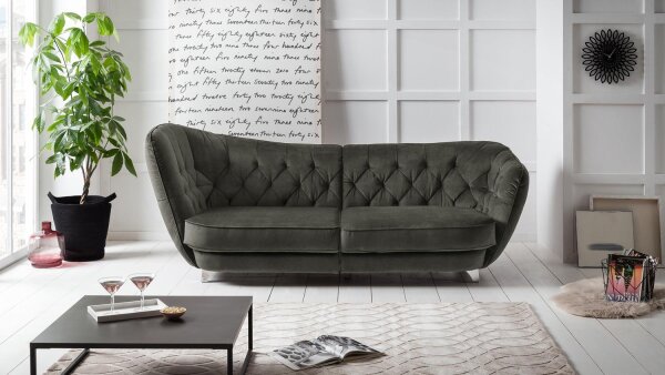 Megasofa RETRO Vintage Look Bigsofa 3-Sitzer Stoff Hunter