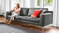 Sofa MESA 3-Sitzer Couch Leder anthrazit Federkern 195 cm