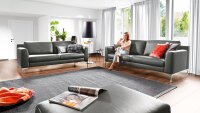 Sofa MESA 3-Sitzer Couch Leder anthrazit Federkern 195 cm