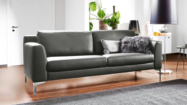 Sofa MESA 2,5-Sitzer Couch Leder anthrazit Federkern 175