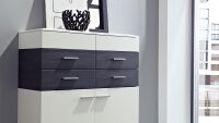 Kommode Studio 2 weiß Absetzung Esche grau Highboard 2-türig