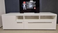 Wohnwand LIGHT LINE 5 weiß matt Lack TV-Board und Vitrine