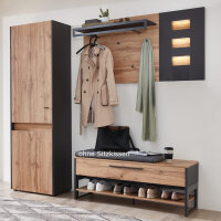 Garderobe LIGHT LINE 10 Eiche Votan Schiefer Set 3-teilig