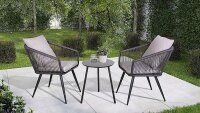 Balkonset TERRAZZA 3-teilig Gartenstühle und Tisch grau Outdoor