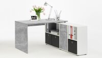 Schreibtisch LEXX Winkeltisch Beton Optik und weiß variabel montierbar