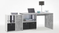 Schreibtisch LEXX Winkeltisch Beton Optik und weiß variabel montierbar