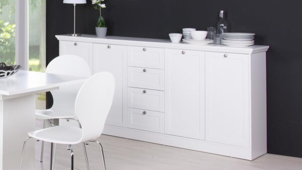 Sideboard LANDWOOD in weiß mit 4 Schubkästen