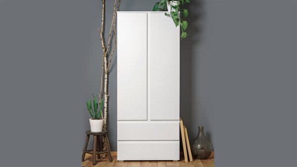 Mehrzweckschrank BLANC 7 griffloser Schrank in Weiß 2-türig 80x191 cm