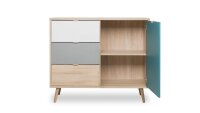 Kommode CUBA Sideboard Anrichte Sonoma Eiche weiß grau petrol 103x85