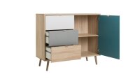 Kommode CUBA Sideboard Anrichte Sonoma Eiche weiß grau petrol 103x85