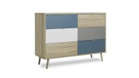 Kommode CUBA Sideboard Anrichte Sonoma Eiche weiß grau petrol 120x85