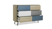 Kommode CUBA Sideboard Anrichte Sonoma Eiche weiß grau petrol 120x85