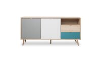 Sideboard CUBA Kommode Anrichte Sonoma Eiche weiß grau petrol 150x68