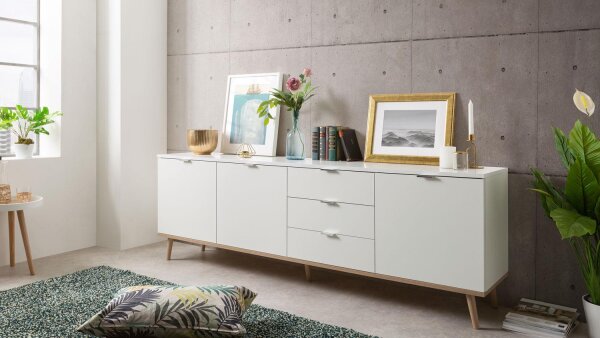 Sideboard GÖTEBORG weiß Sonoma Eiche Schrank 200 cm