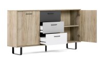 Sideboard ORLANDO Grey Craft Oak Farbmix Metall schwarz