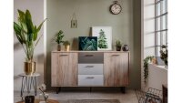 Sideboard ORLANDO Grey Craft Oak Farbmix Metall schwarz