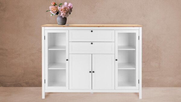 Highboard BERGEN weiß Artisan Eiche Kommode Landhausstil