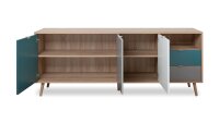 Kommode CUBA Sonoma Eiche weiß grau petrol Sideboard