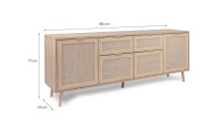 Sideboard BALI Sonoma Eiche Rafia Kommode 180 cm