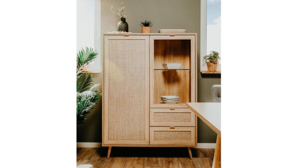 Highboard BALI Sonoma Eiche Rafia Anrichte 103 cm