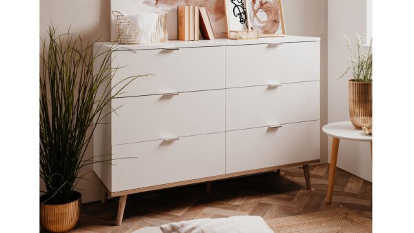 Kommode GÖTEBORG weiß Sonoma Eiche Schrank 120 cm