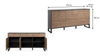 Sideboard SUMATRA Bambusoptik und anthrazit Industrial Look