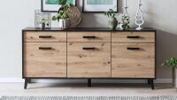 Sideboard ARTONA Anrichte Artisan Eiche Melamin schwarz