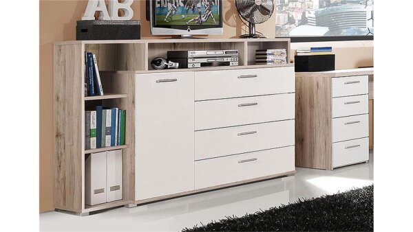 Sideboard BEACH Kommode Anrichte Sandeiche weiß 153 cm