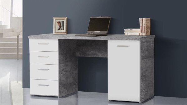 Schreibtisch NET106 Computertisch Büro Home Office Beton weiß matt