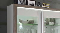 Highboard CANNE MDF Nelson Eiche weiß Hochglanz inkl. LED