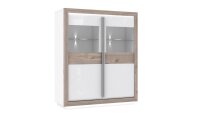 Highboard CANNE MDF Nelson Eiche weiß Hochglanz inkl. LED