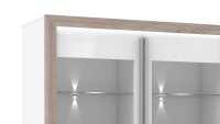 Highboard CANNE MDF Nelson Eiche weiß Hochglanz inkl. LED