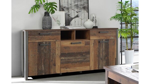 Sideboard 1 CLIF Anrichte old wood vintage Beton dunkelgrau