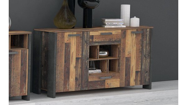 Sideboard 2 CLIF Anrichte old wood vintage Beton dunkelgrau