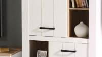 Schrank ELARA Highboard in weiß matt und Eiche Bianco