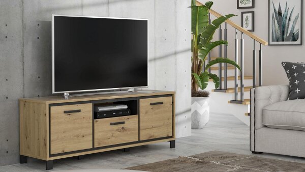 TV-Board TRONDHEIM in Artisan Eiche und Schwarzeiche