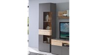 Vitrine COMO Wolfram grau Planked Eiche mit Beleuchtung