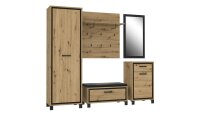 Garderobe TRONDHEIM Set 5-teilig mit Schrank Artisan Eiche