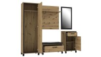 Garderobe TRONDHEIM Set 5-teilig mit Schrank Artisan Eiche